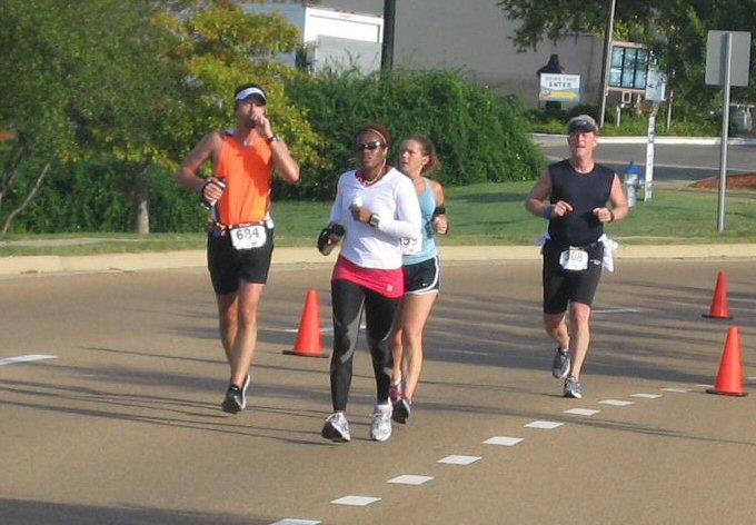 Mile 13 sucking down a PowerGel