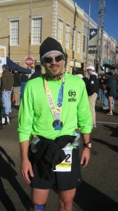 Wearing the 'grenade belt' at Mississippi Blues Marathon